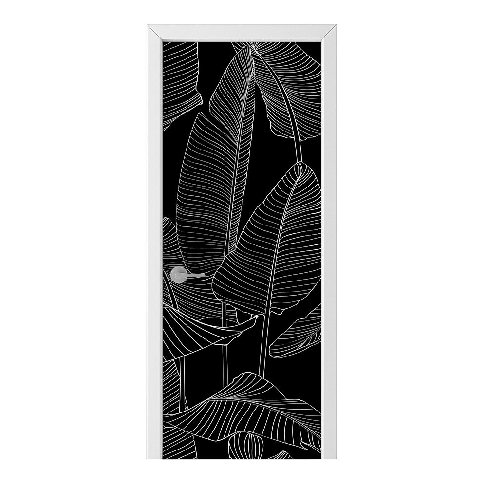 Naklejka na drzwi HOMEPRINT Czarne liście palmy 95x205 cm