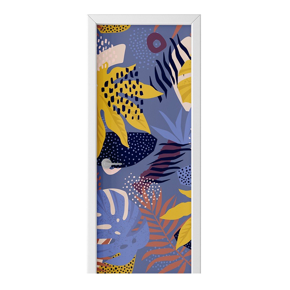Naklejka na drzwi HOMEPRINT Liści na fioletowym tle 75x205 cm