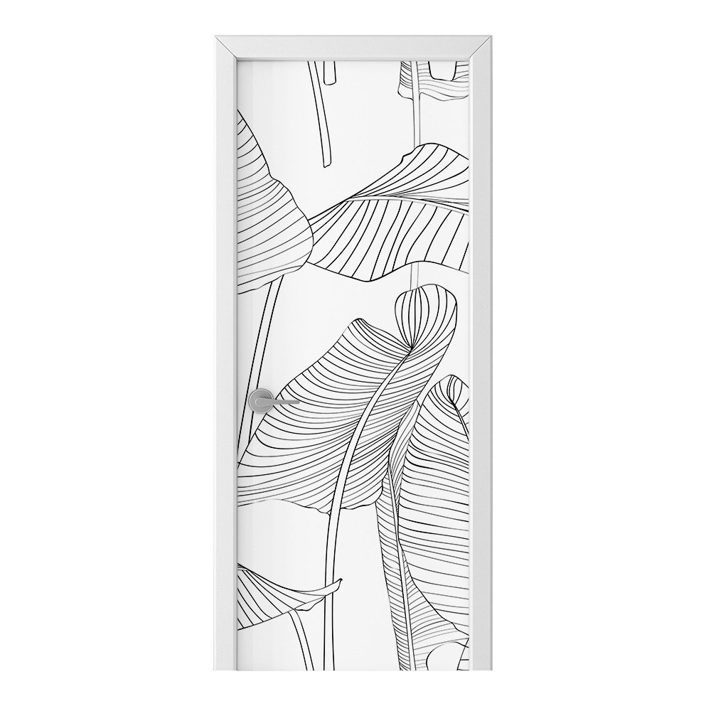 Naklejka na drzwi HOMEPRINT Wzór białe liście palmy 85x205 cm