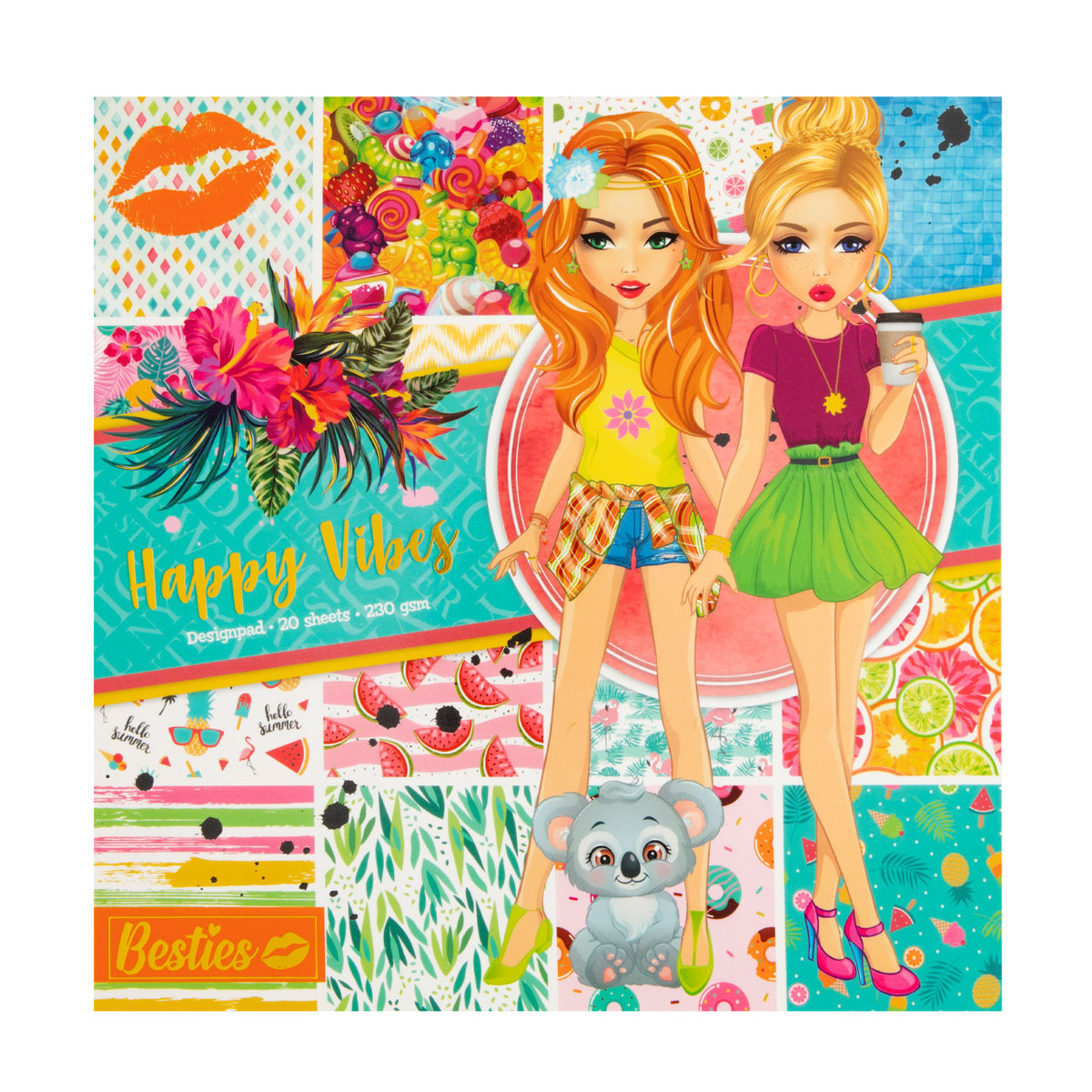 Blok projektowy 25x25 cm, 230 g/m², 20 ark. Happy