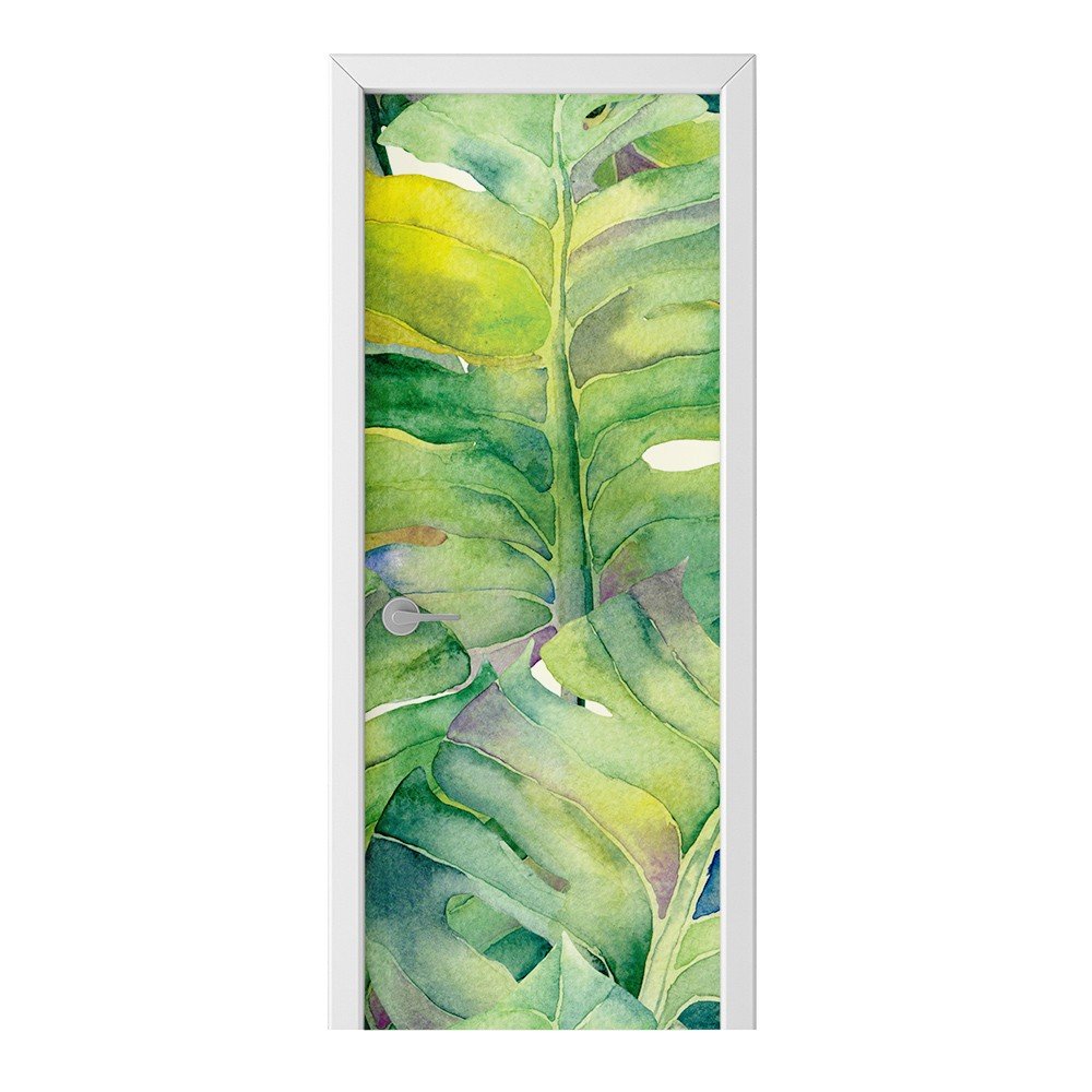 Naklejka na drzwi HOMEPRINT Akwarelowe liście 75x205 cm