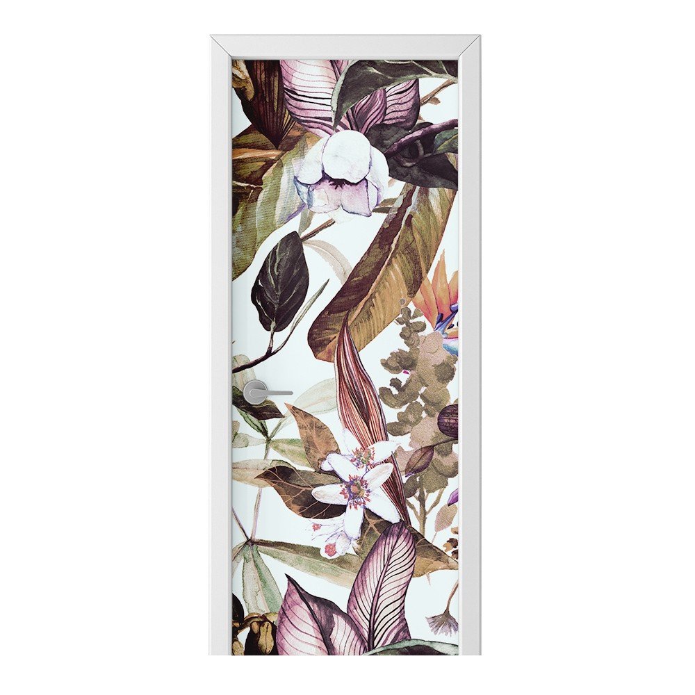 Naklejka na drzwi HOMEPRINT Liście i kwiaty wanilii 75x205 cm