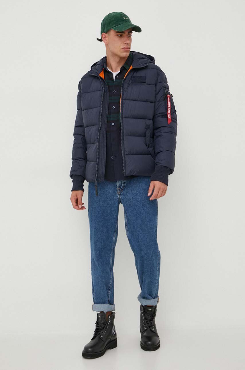 Alpha Industries Hooded Puffer FD kolor granatowy zimowa