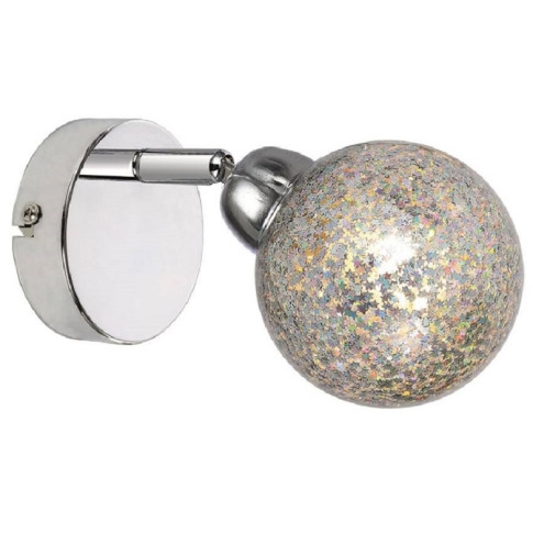 Chromowy kinkiet ścienny LED z gwiazdkami w kloszu - 3X V091 F0-A74