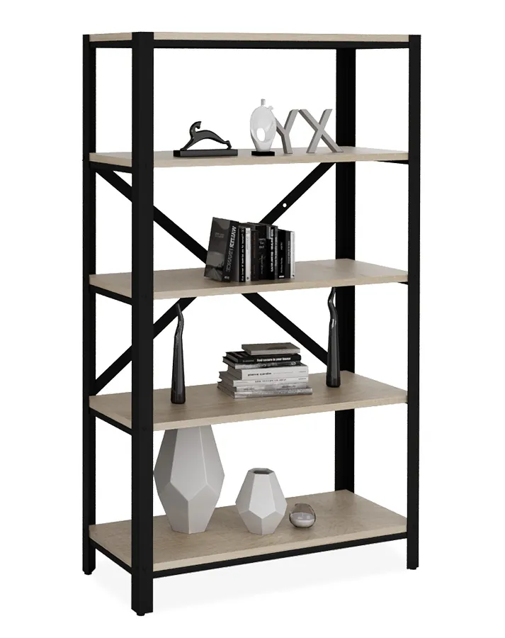 Regał na książki czarny + dąb sonoma W0-F07