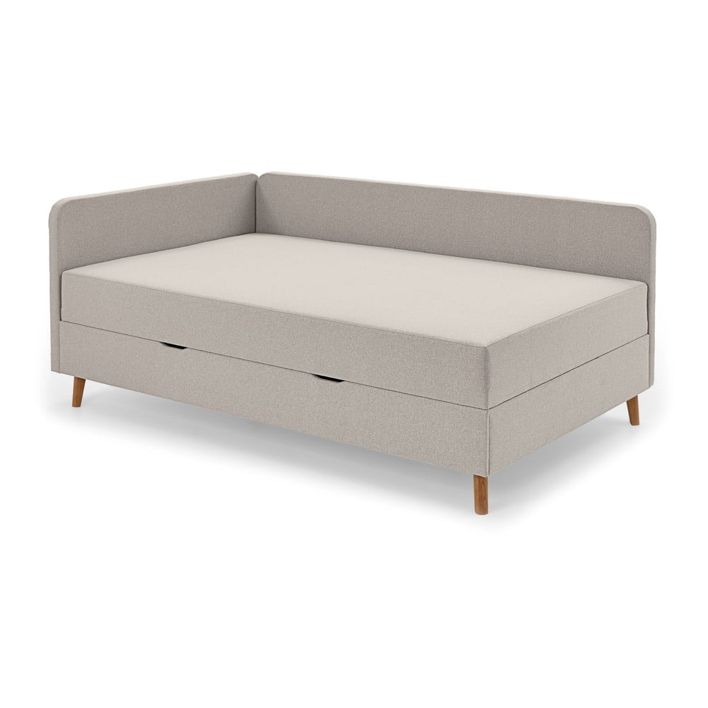 Beżowe tapicerowane łóżko jednoosobowe ze schowkiem 120x200 cm Cabana – Meise Möbel