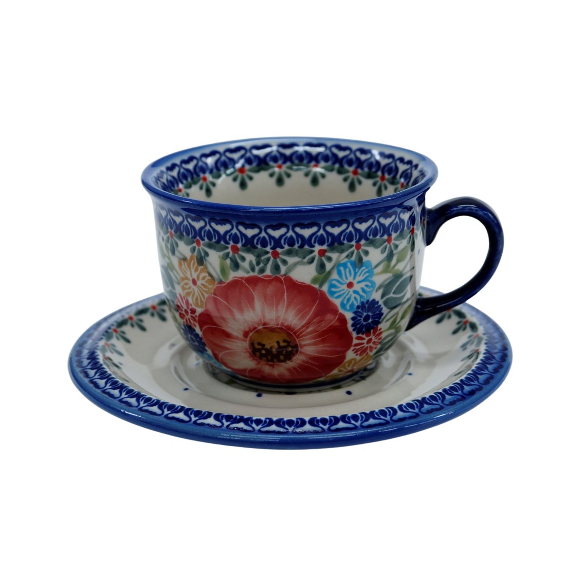 Ceramiczna filiżanka i spodek Ceramika Bolesławiec