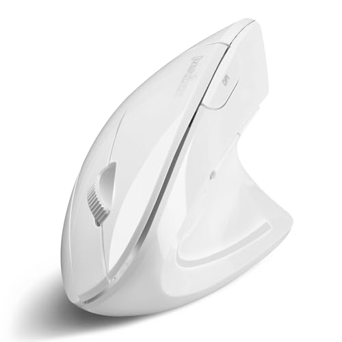 perixx PERIMICE-813W mysz pionowa Bluetooth, bezprzewodowa technologia wielu urządzeń 3 w 1, torba podróżna, biała, konstrukcja dla praworęcznych