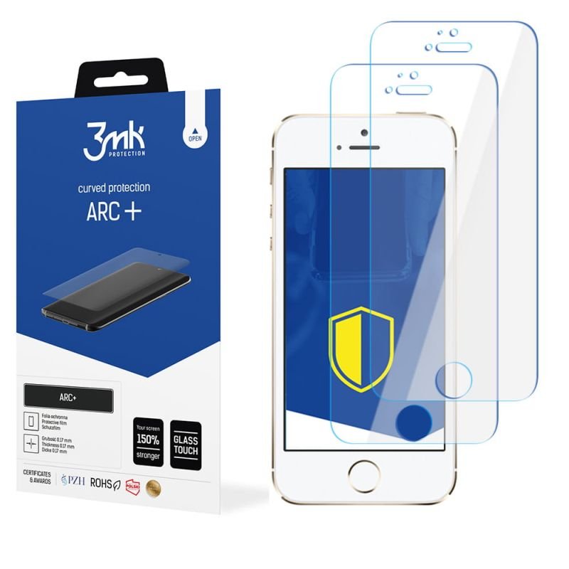 2x Folia na zaokrąglony ekran do do Apple iPhone 5/5S/SE - 3mk ARC+