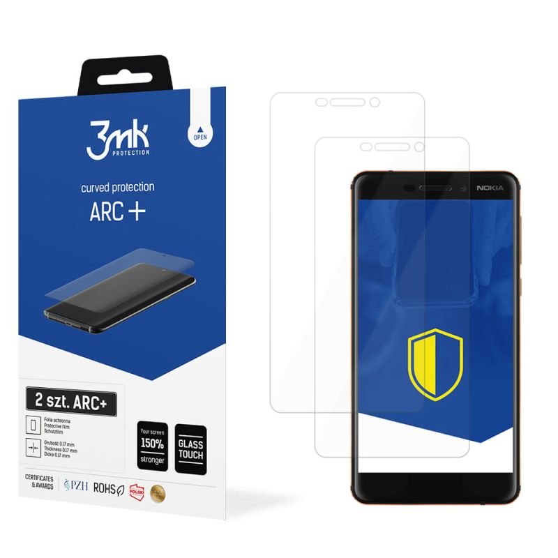 2x Folia na zaokrąglony ekran do do Nokia 6.1 2018 - 3mk ARC+
