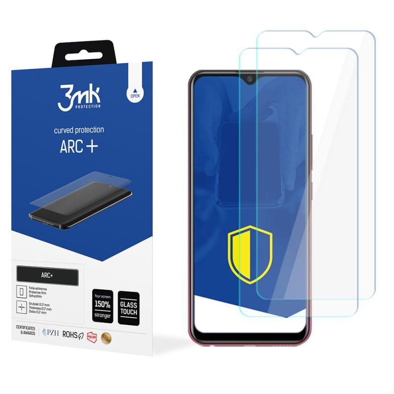 2x Folia na zaokrąglony ekran do do Vivo Y12G - 3mk ARC+