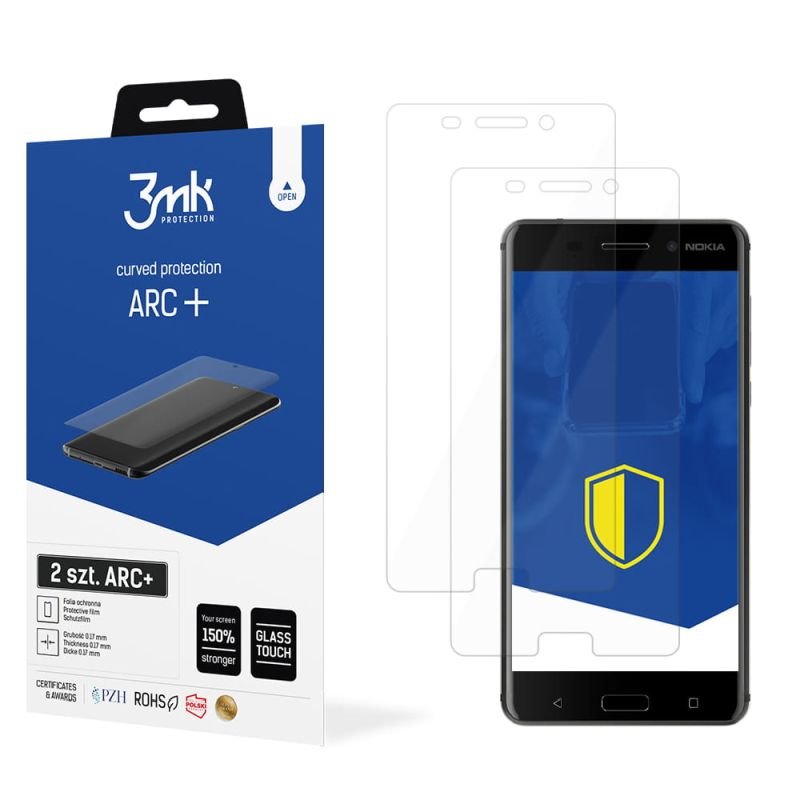 2x Folia na zaokrąglony ekran do do Nokia 6 - 3mk ARC+