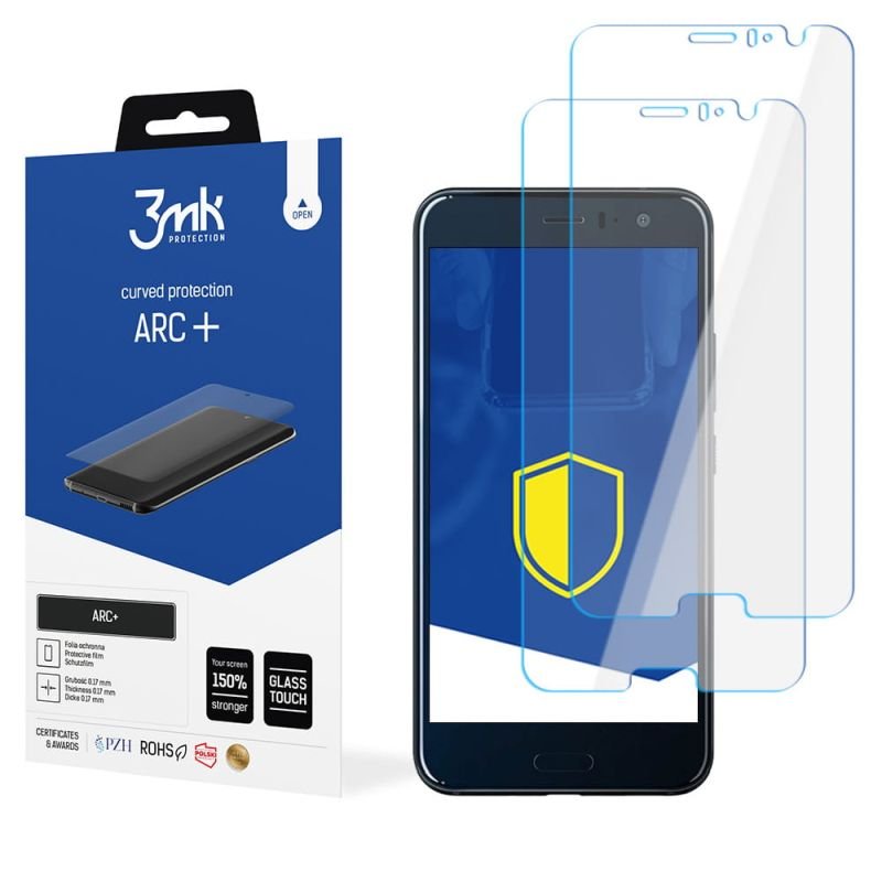 2x Folia na zaokrąglony ekran do do HTC U11 - 3mk ARC+