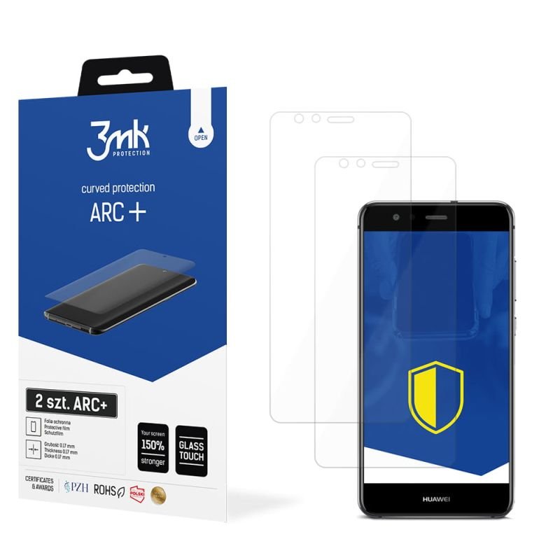 2x Folia na zaokrąglony ekran do do Huawei P10 Lite - 3mk ARC+