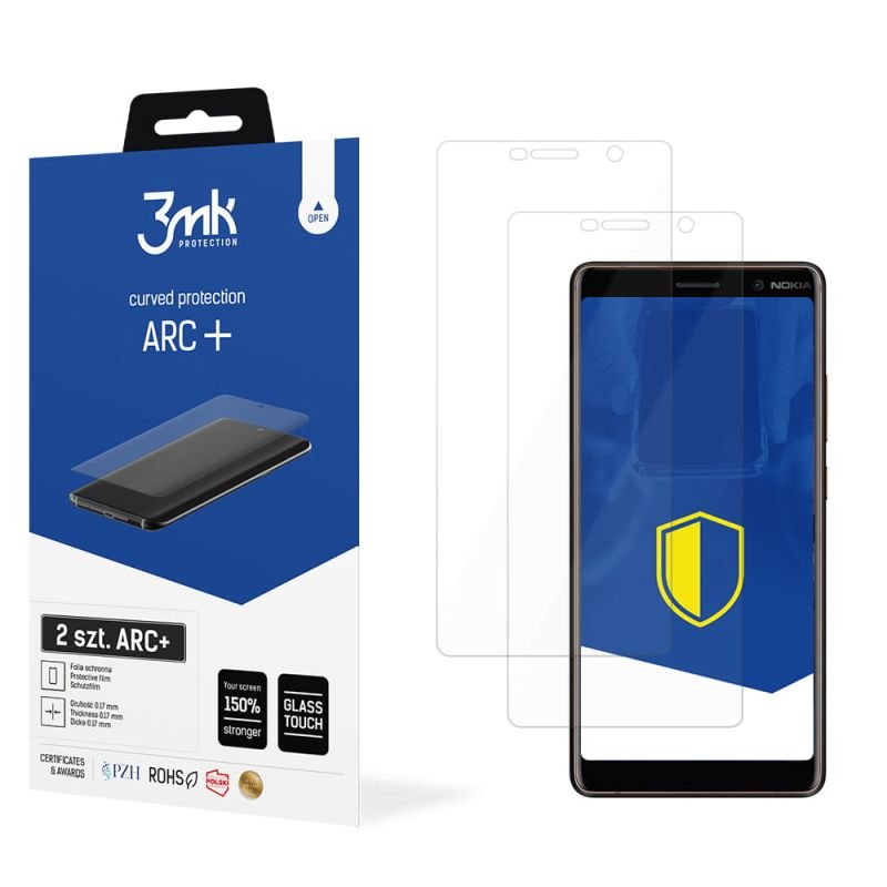 2x Folia na zaokrąglony ekran do do Nokia 7 Plus - 3mk ARC+