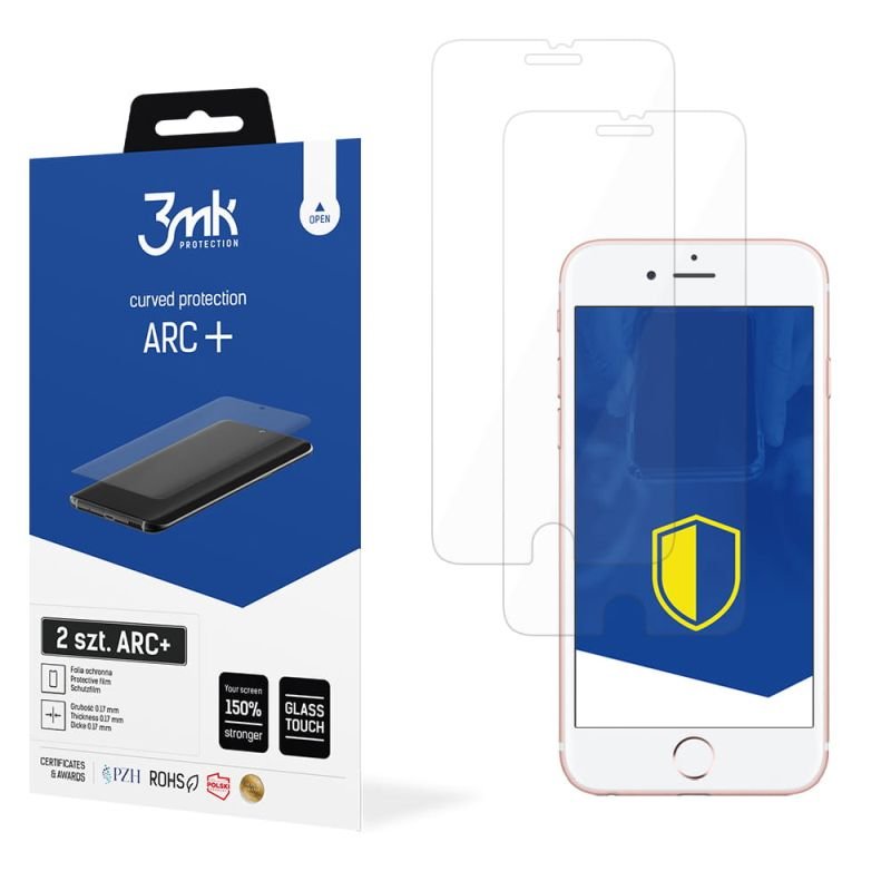 2x Folia na zaokrąglony ekran do do Apple iPhone 6/6s - 3mk ARC+