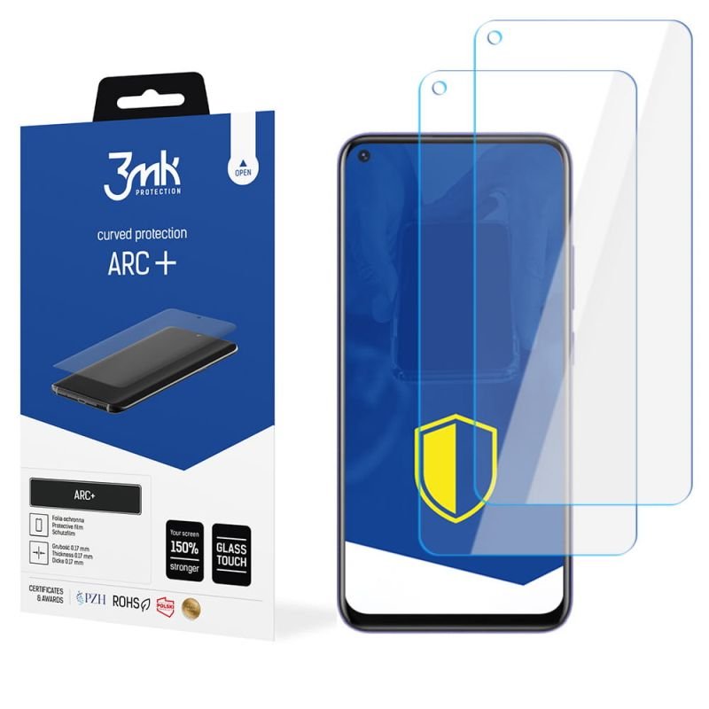 2x Folia na zaokrąglony ekran do do Vivo Y30 4G - 3mk ARC+