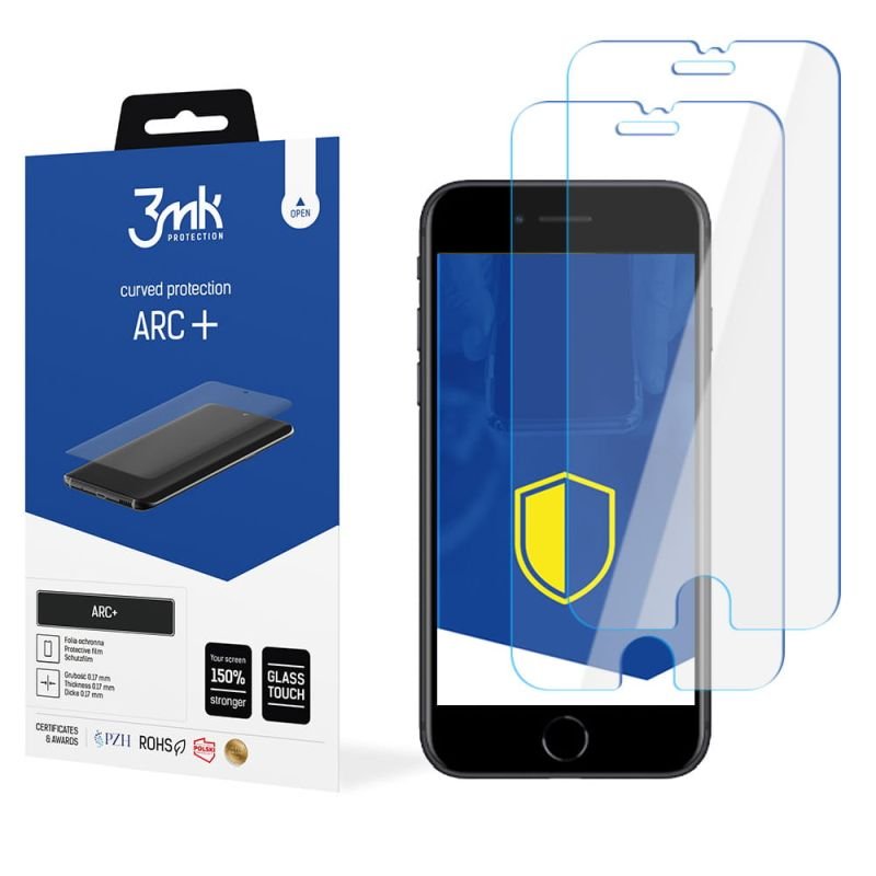 2x Folia na zaokrąglony ekran do do Apple iPhone SE 2020/2022 - 3mk ARC+