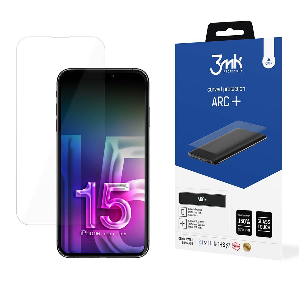 2x Folia na zaokrąglony ekran do Apple iPhone 15 - 3mk ARC+