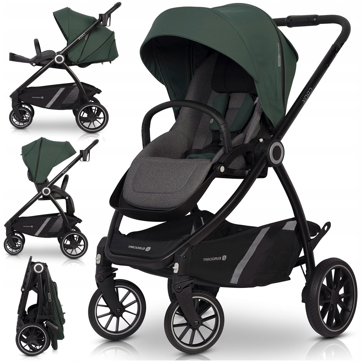 LEKKI WÓZEK SPACEROWY Spacerówka PRZEKŁADANE SIEDZISKO PRZÓD TYŁ 360° 2w1 0-22KG + AKCESORIA