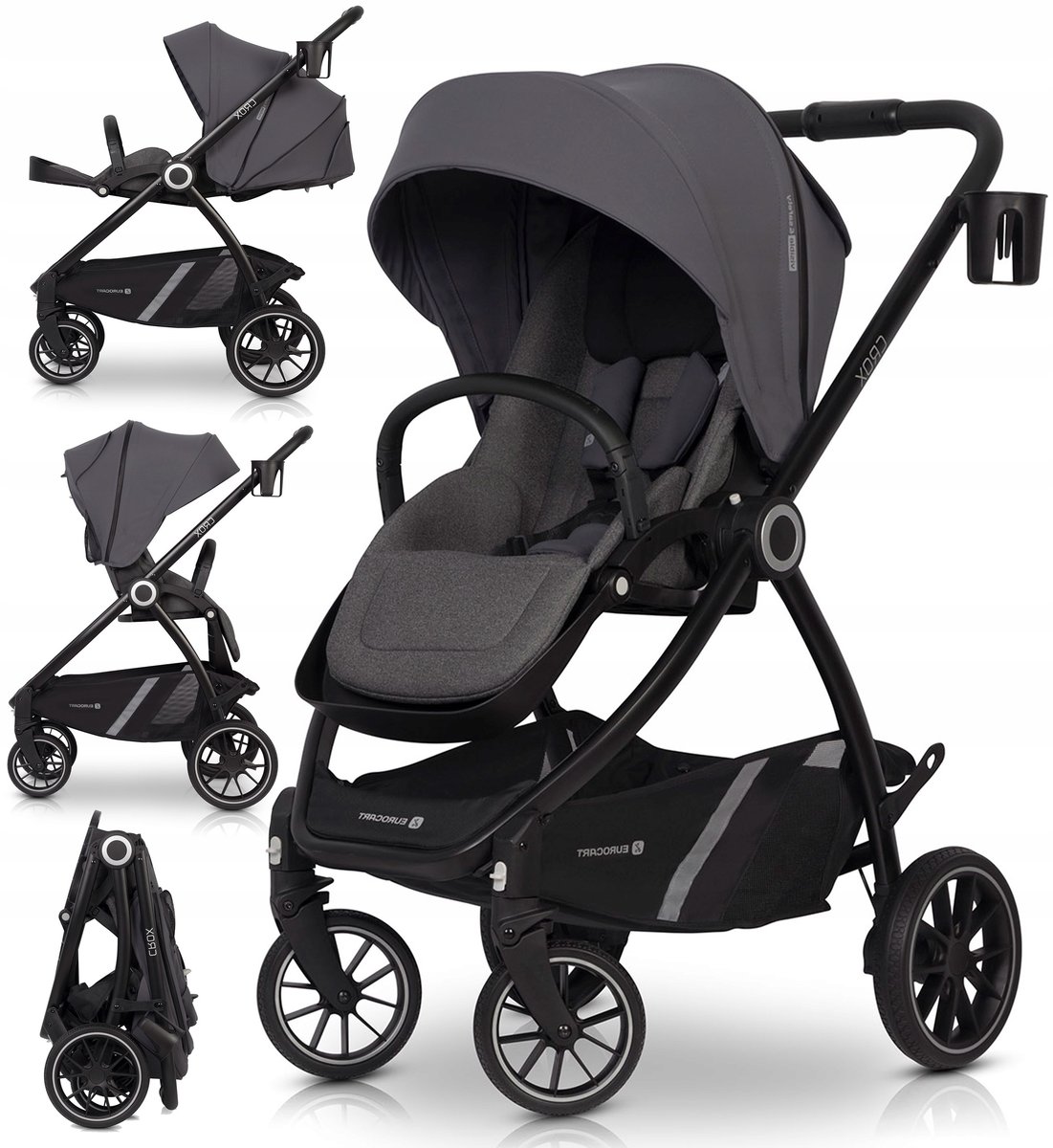 LEKKI WÓZEK SPACEROWY Spacerówka PRZEKŁADANE SIEDZISKO PRZÓD TYŁ 360° 2w1 0-22KG + AKCESORIA