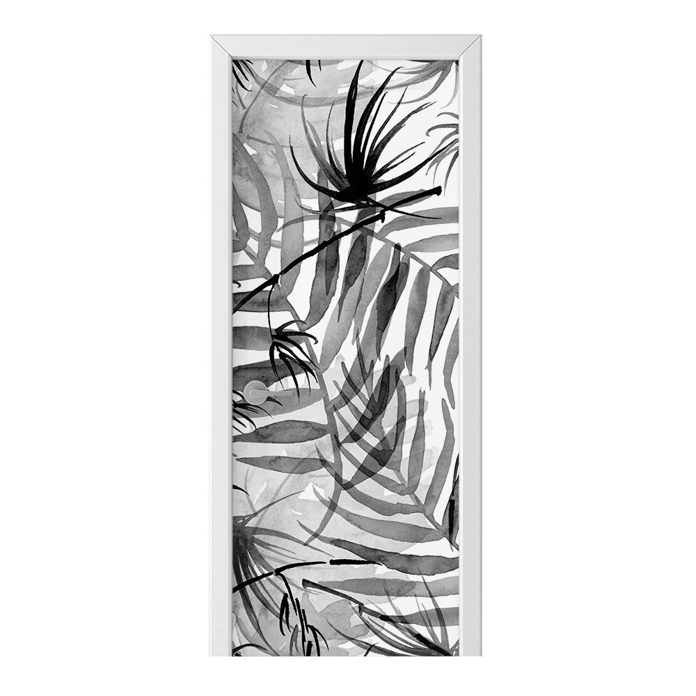 Naklejka na drzwi HOMEPRINT Czarne liście palmy 95x205 cm