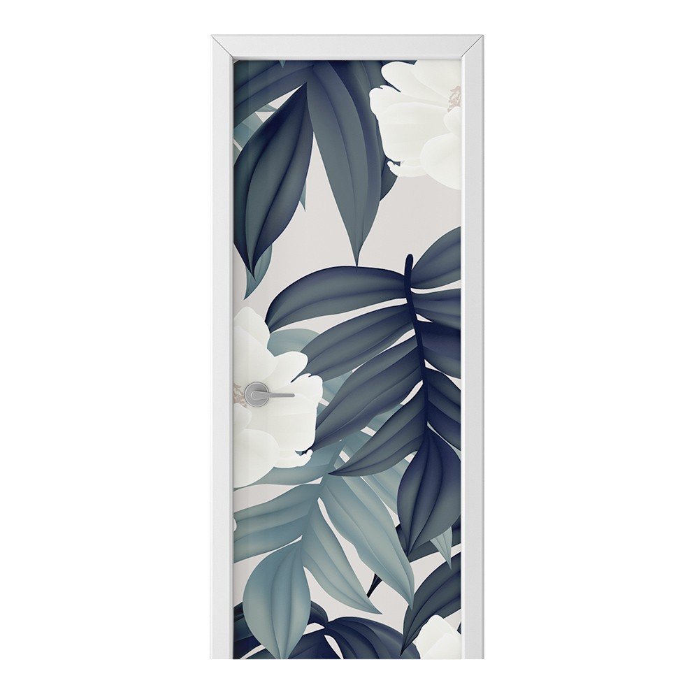 Naklejka na drzwi HOMEPRINT Liście na jasnym tle 75x205 cm