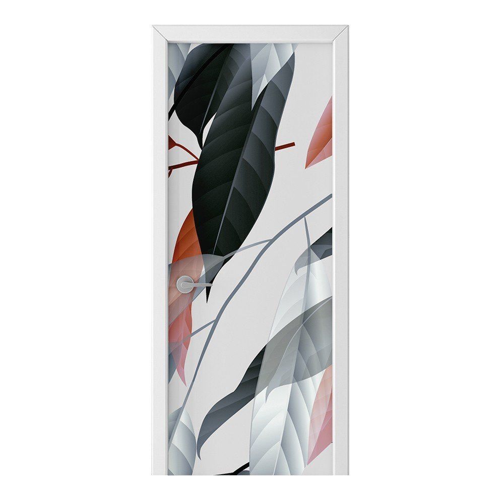 Naklejka na drzwi HOMEPRINT Nowoczesny wzór liści 85x205 cm