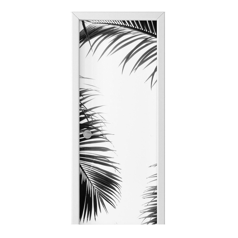 Naklejka na drzwi HOMEPRINT Czarne liście palmy 95x205 cm
