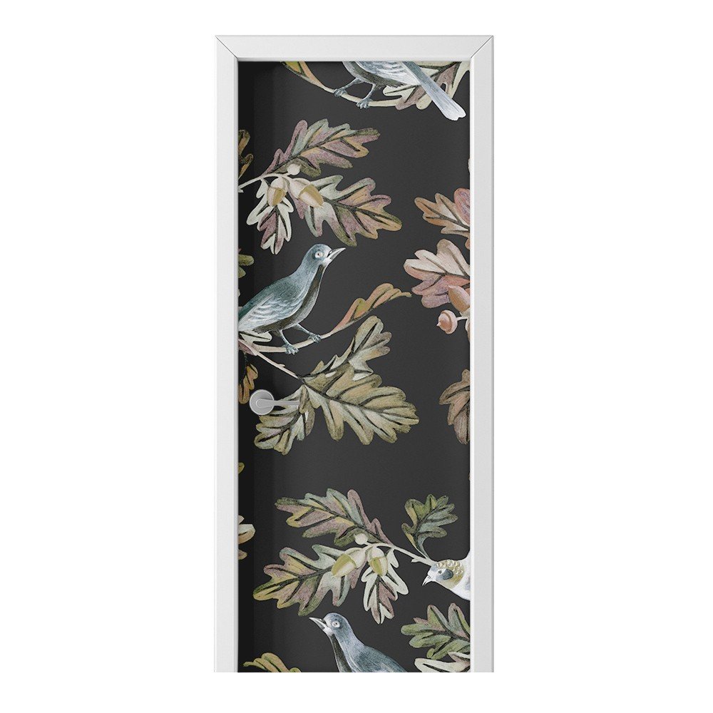 Naklejka na drzwi HOMEPRINT Botaniczny wzór ptaków 75x205 cm