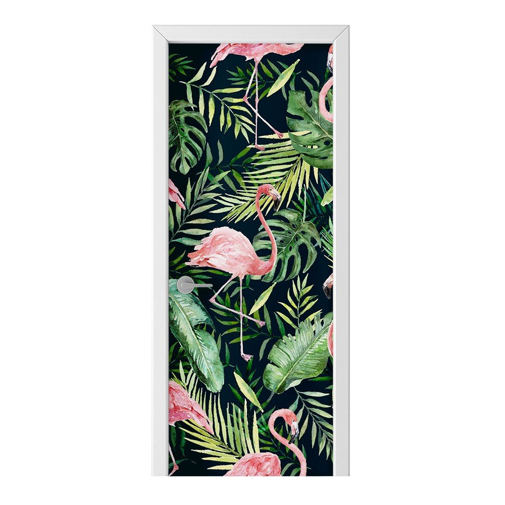 Naklejka na drzwi HOMEPRINT Różowe flamingi 75x205 cm