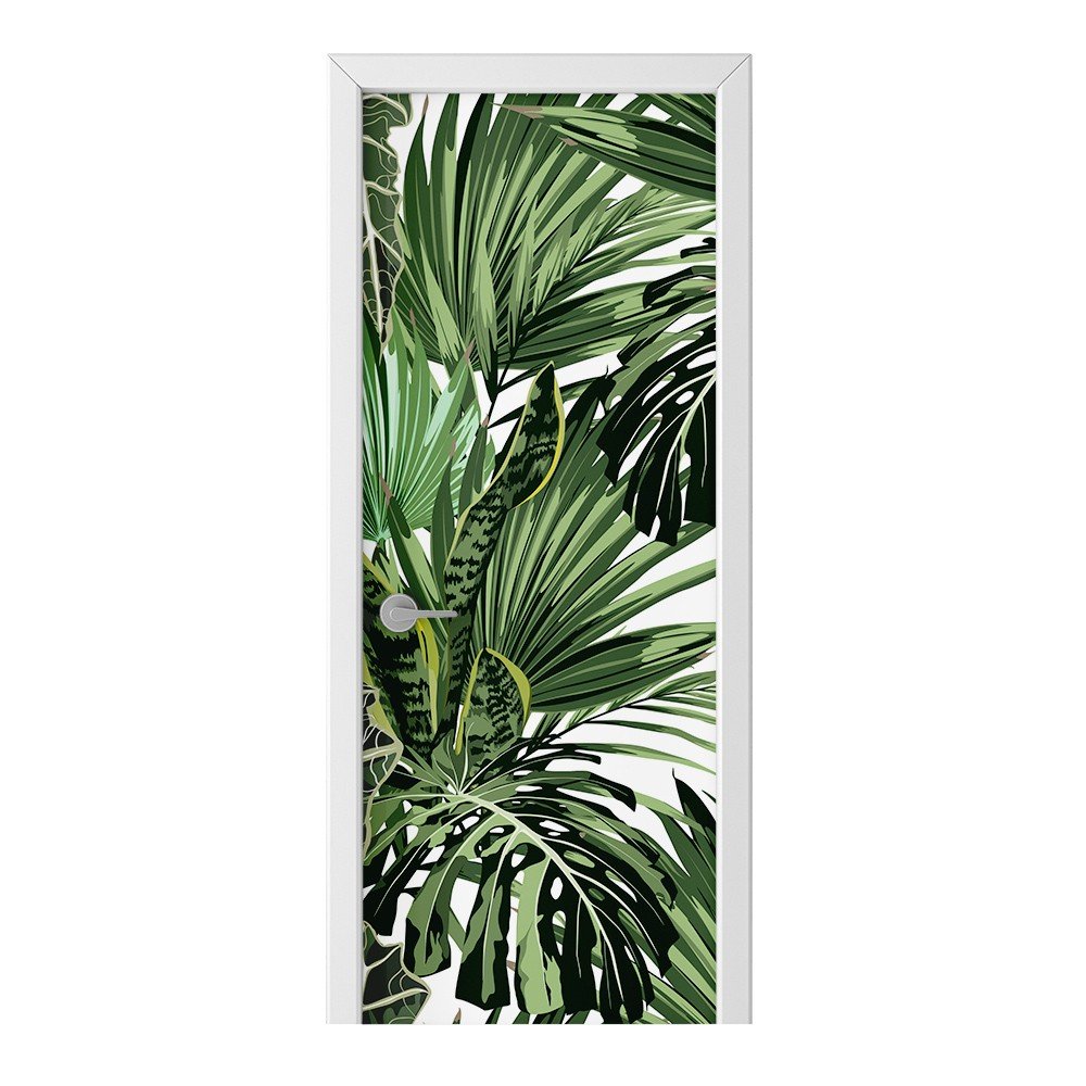 Naklejka na drzwi HOMEPRINT Zielone liście palmy 85x205 cm