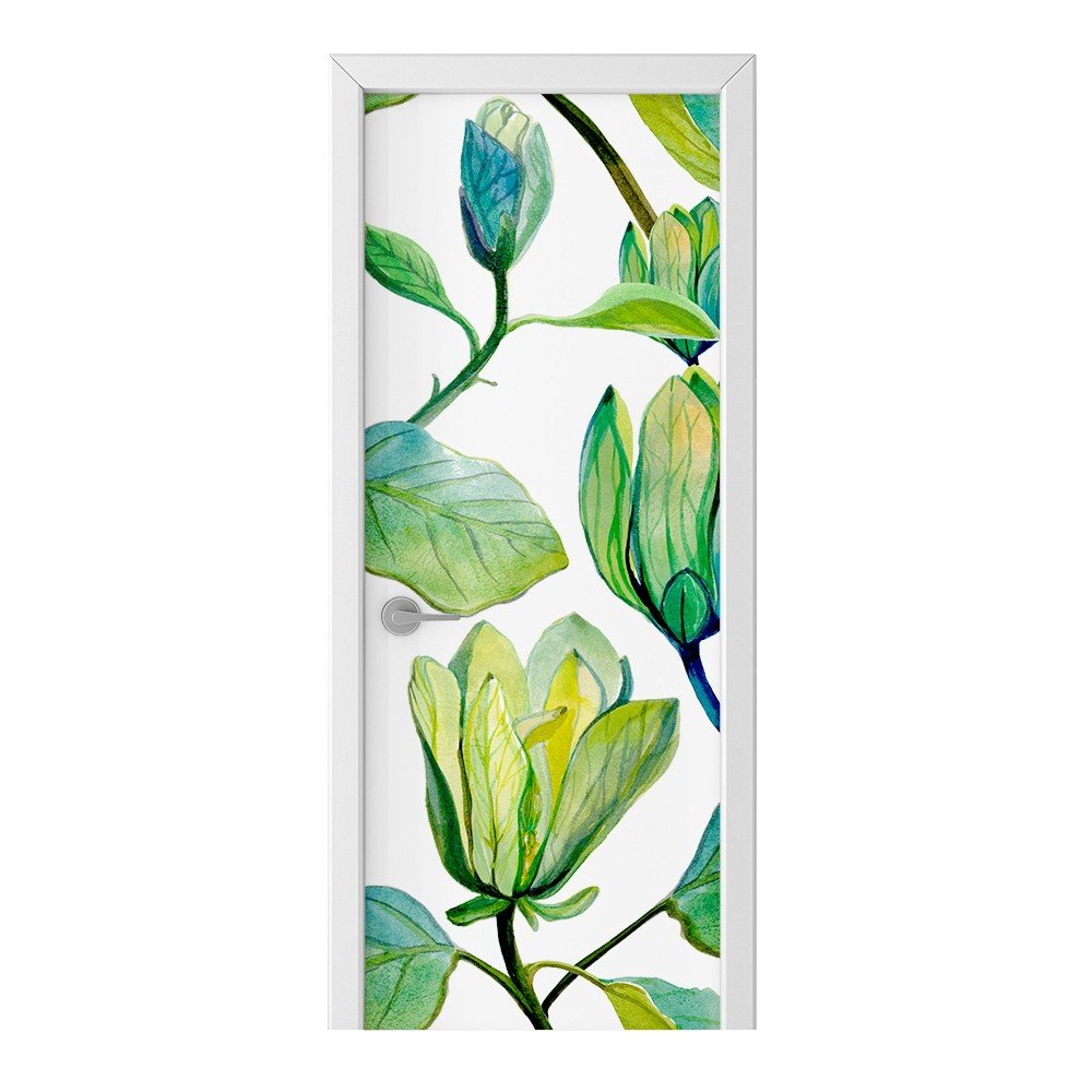 Naklejka na drzwi HOMEPRINT Tropikalny wzór kwiatów 75x205 cm