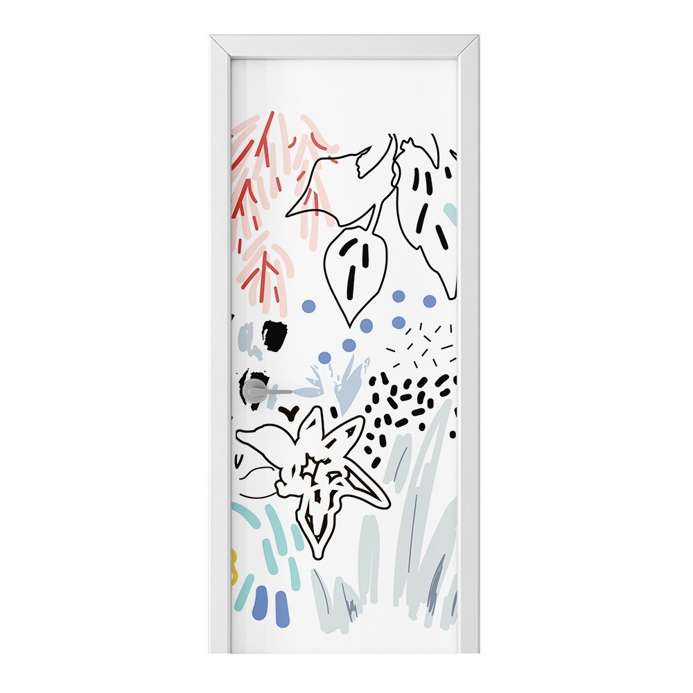 Naklejka na drzwi HOMEPRINT Abstrakcyjny wzór liści 75x205 cm
