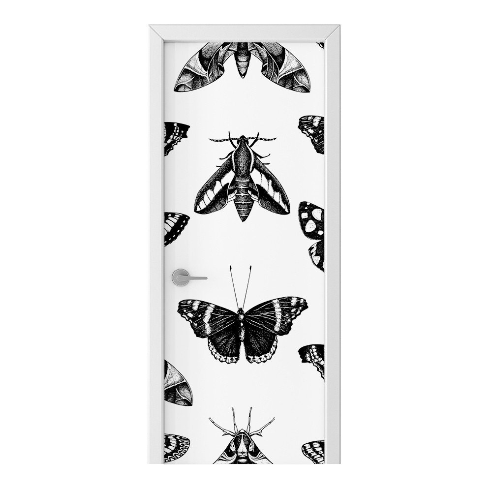 Naklejka na drzwi HOMEPRINT Motyle na białym tyle 75x205 cm