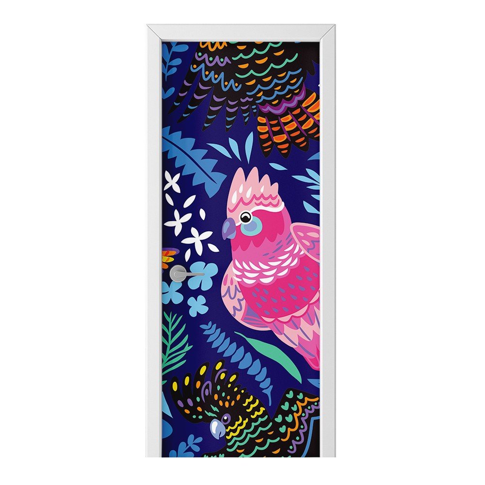 Naklejka na drzwi HOMEPRINT Egzotyczne ptaki 75x205 cm
