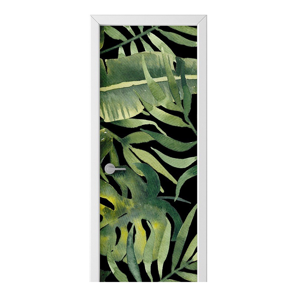 Naklejka na drzwi HOMEPRINT Akwarelowe liście 85x205 cm