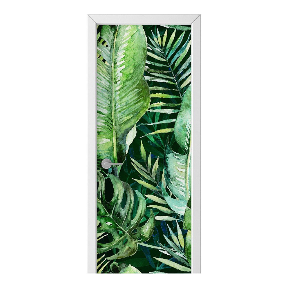Naklejka na drzwi HOMEPRINT Zielone liście palmy 75x205 cm