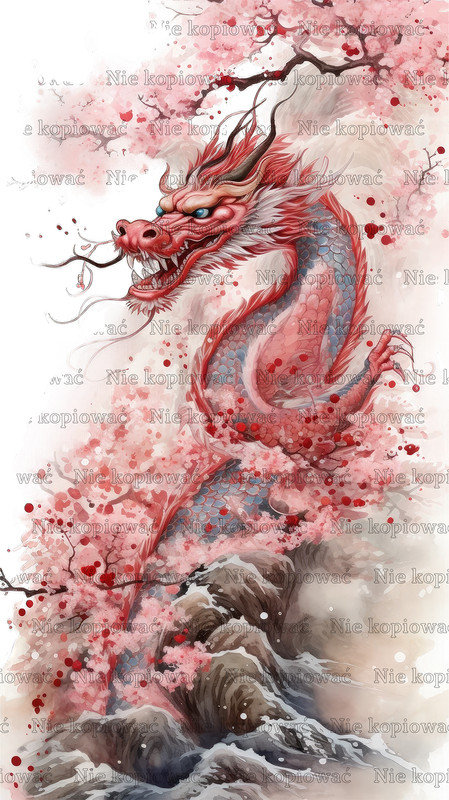 Naprasowanka Japoński Smok dragon sakura 11