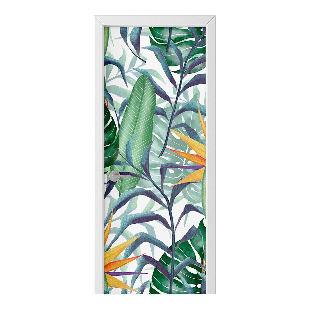 Naklejka na drzwi HOMEPRINT Kwiaty i liście 75x205 cm