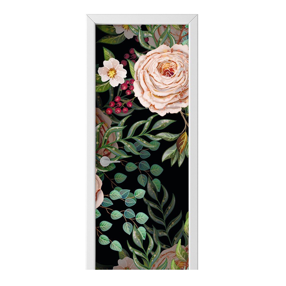 Naklejka na drzwi HOMEPRINT Kwiaty i liście 75x205 cm