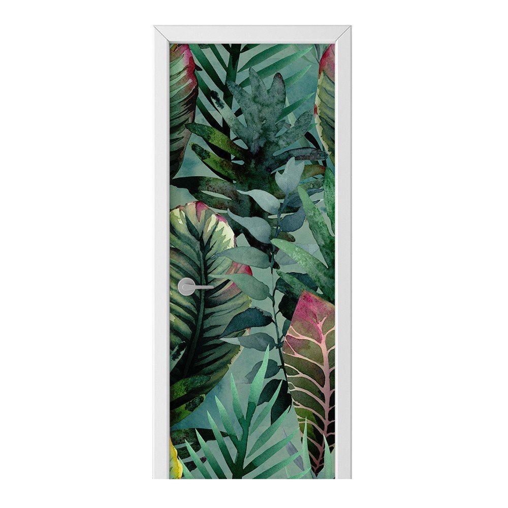 Naklejka na drzwi HOMEPRINT Akwarelowy wzór liści 95x205 cm