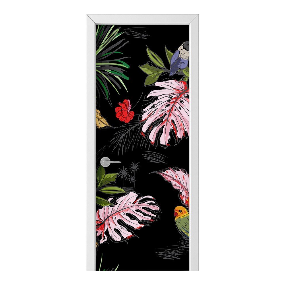 Naklejka na drzwi HOMEPRINT Liście różowego monstera 85x205 cm