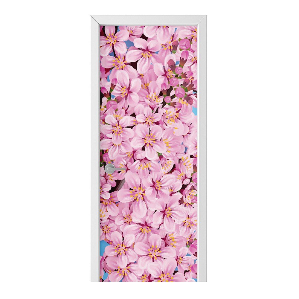 Naklejka na drzwi HOMEPRINT Wzór kwitnącej wiśni 85x205 cm