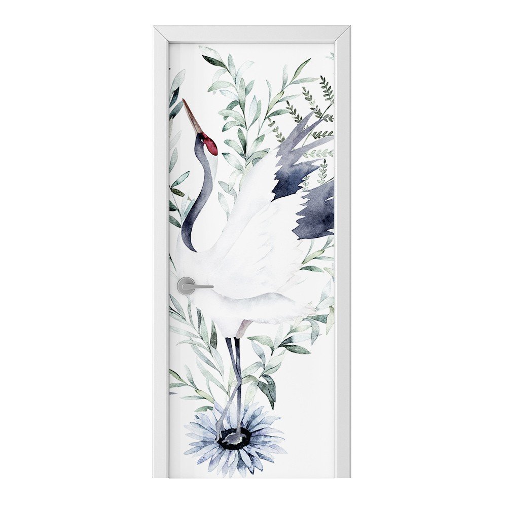 Naklejka na drzwi HOMEPRINT Wzór żurawia chińskiego 95x205 cm