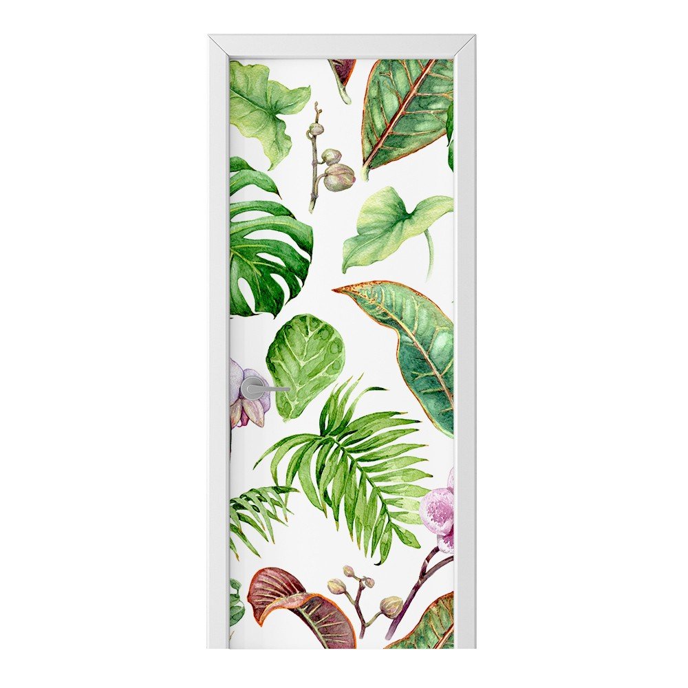 Naklejka na drzwi HOMEPRINT Liście egzotyczne 95x205 cm