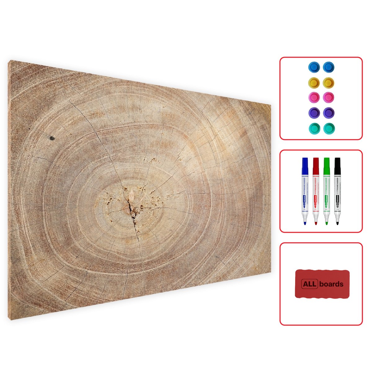 Zdjęcia - Tablica biurowa Allboards Tablica magnetyczna na magnesy METALboards, imitacja słoje drewna 60x40 cm 