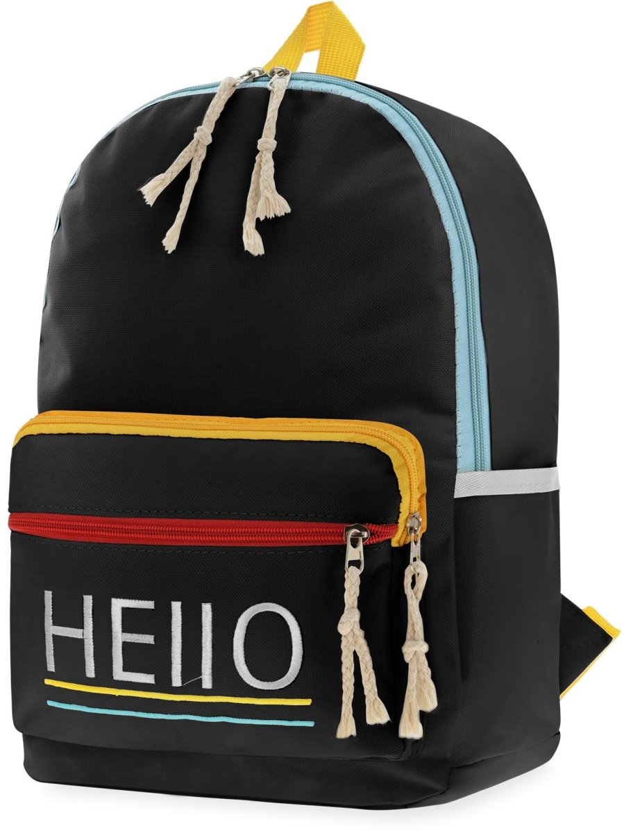 Plecak szkolny młodzieżowy dla chłopca i dziewczynki czarny z napisem jednokomorowy