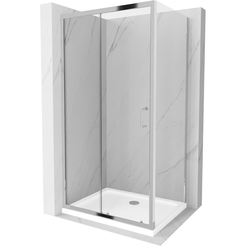 Mexen Apia kabina prysznicowa rozsuwana 100x90 cm, transparent, chrom + brodzik Flat