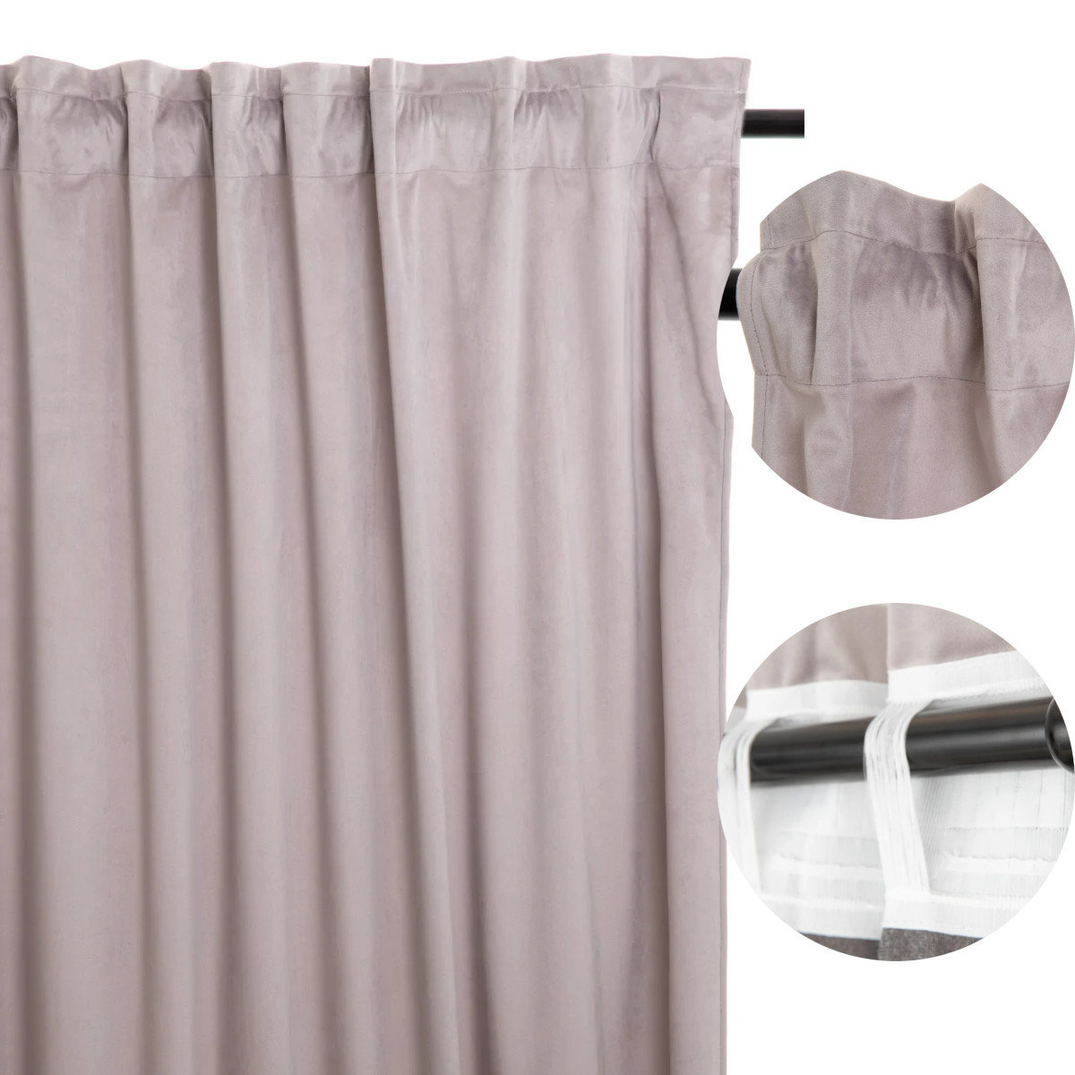 Zasłona TALLA zaciemniająca velvetowa szara 140x250 cm HOMLA